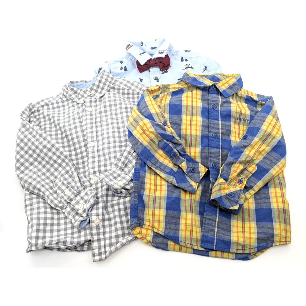 DKNY Old Navy Carters Holiday Pics Button Down Long Sleeve Shirt Boys Lot 4T